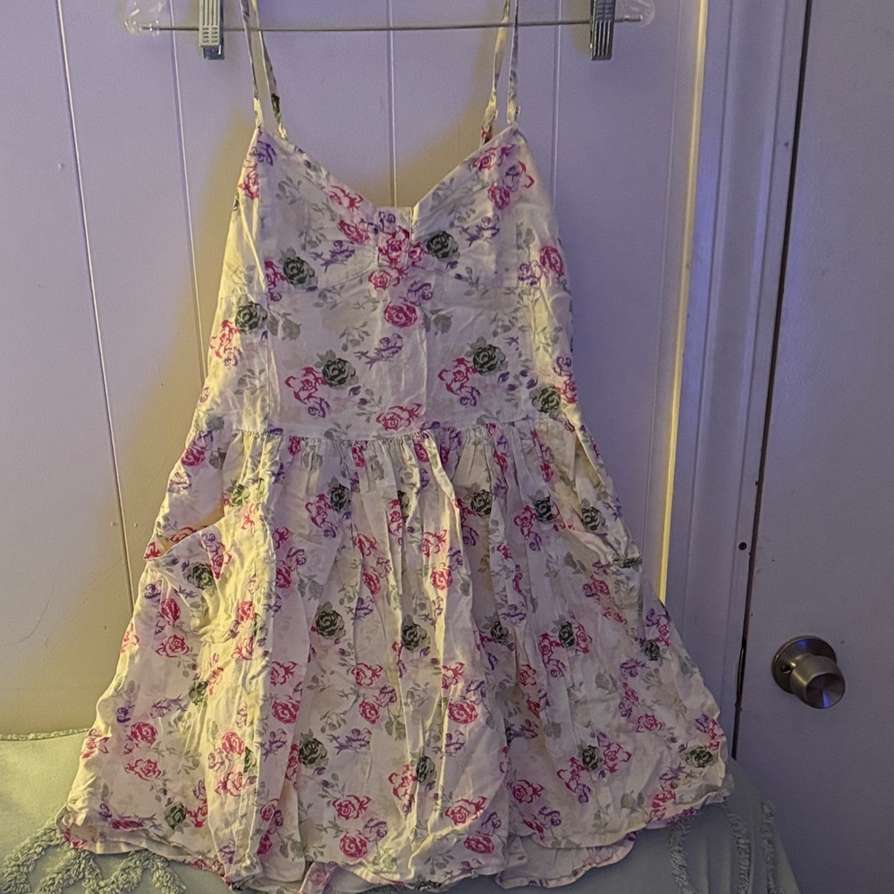 eye candy light Yellow Floral Mini Dress with Pink and Green Roses